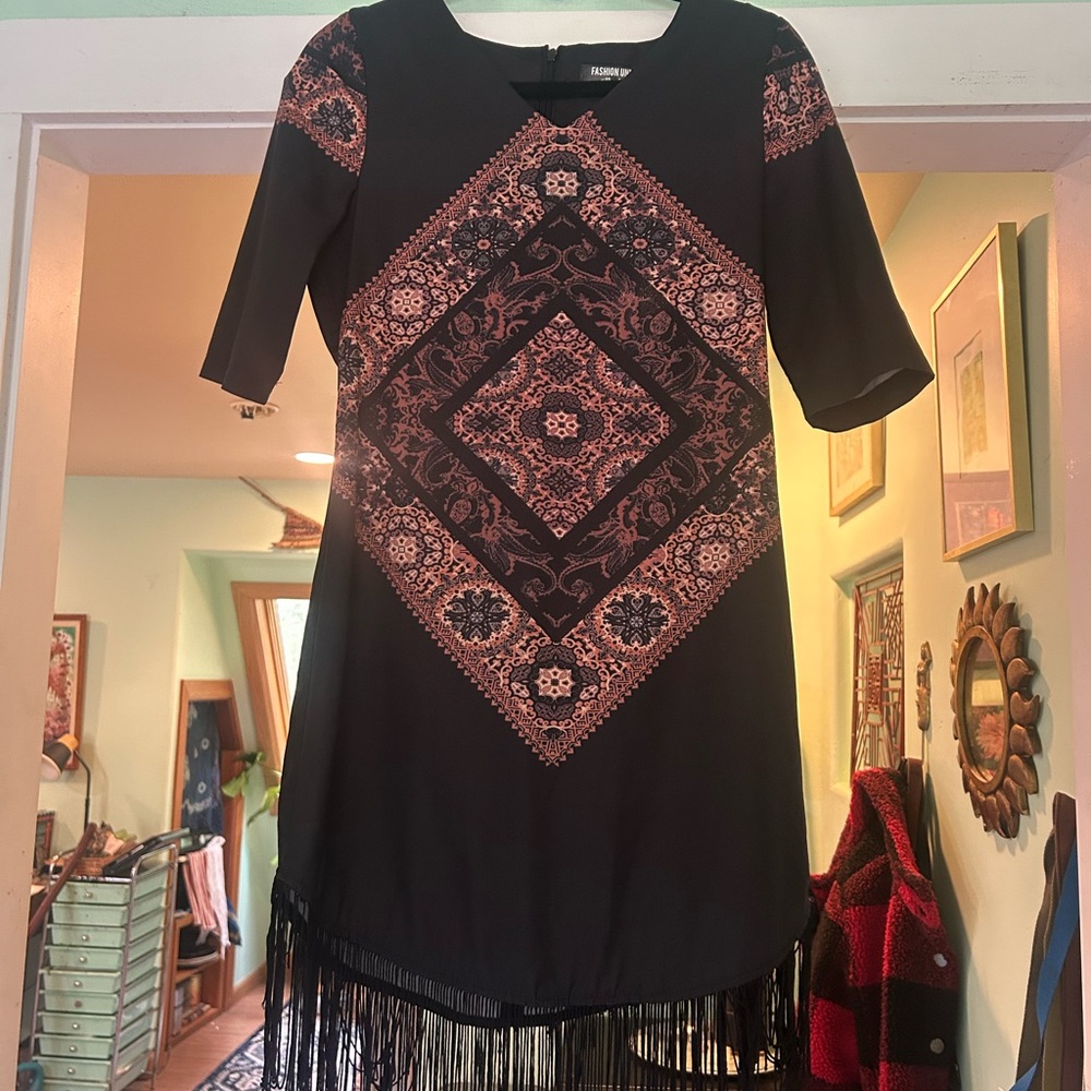 Fashion Union Black and Pink Sheath Mini Dress